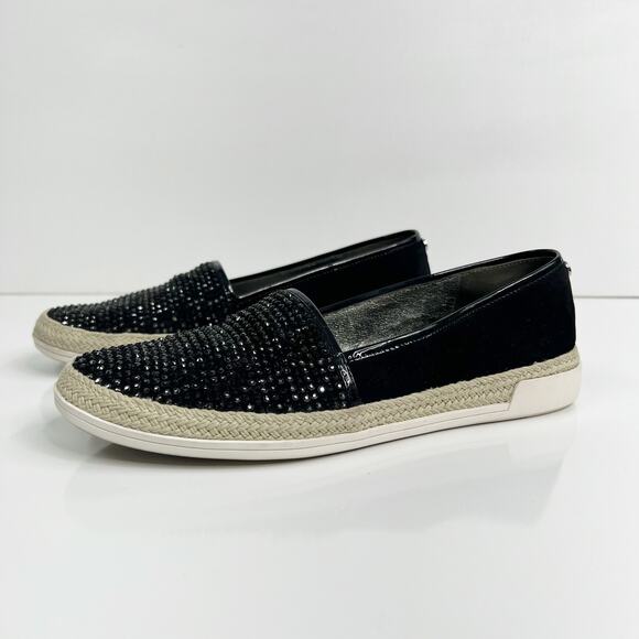 DONALD J PLINER Loafer Pizasp Rhinestone Slip On Espadrille Sneaker Black Size 8 - Picture 5 of 11